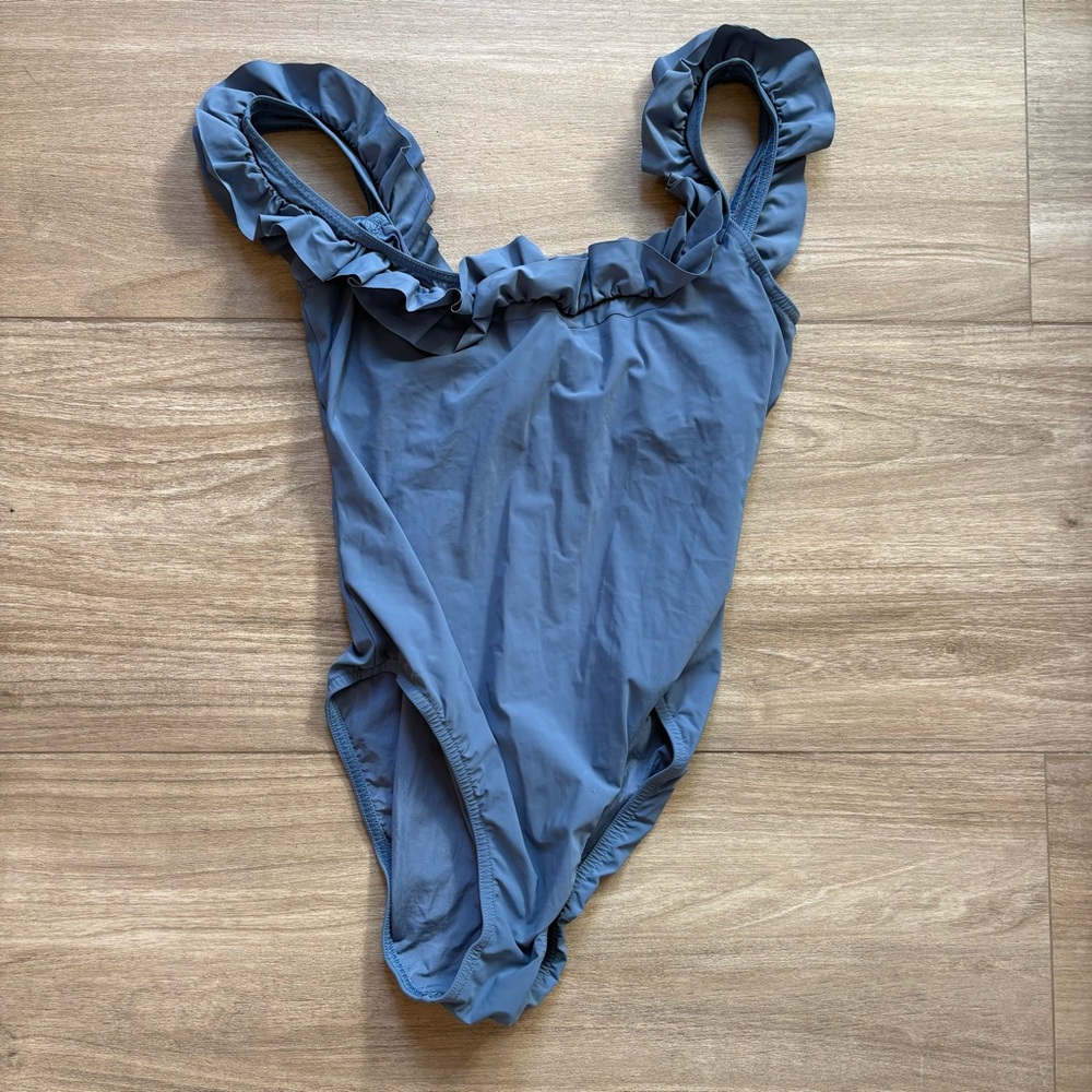 Ruffled Blue Karla Colletto One -Piece Swimsuit - size 12